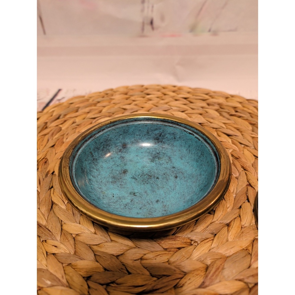 Brass Lidded Bowl with A Verdigris Finish Menorah Finial - Picture 4 of 10